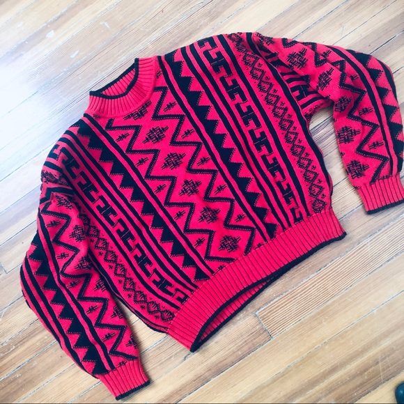 Vintage Graphic Red Sweater Lizwear 100% Cotton M - Picture 2 of 11